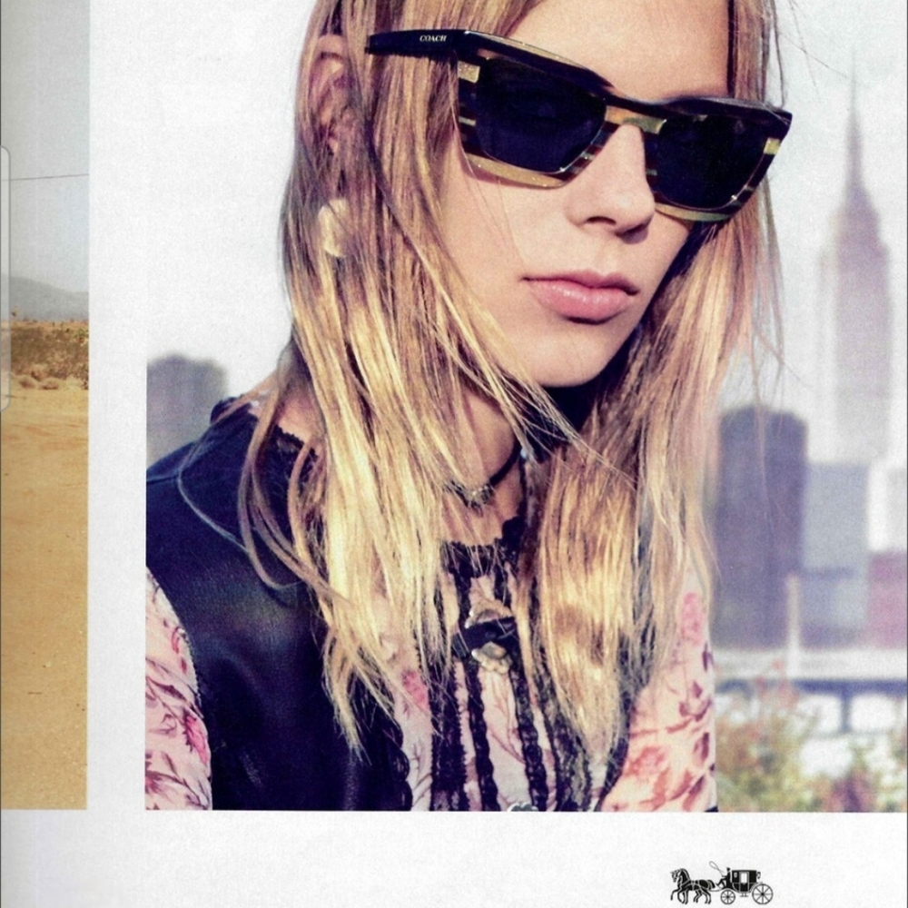 Coach Black Amber Glitter Varsity Stripe Prescription Sunglasses